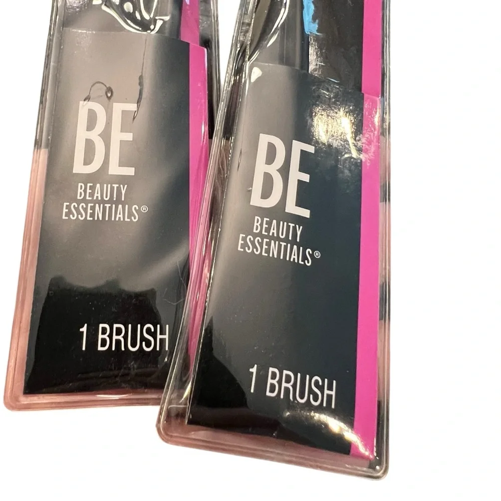 Beauty Essentials‎ Makeup Brush 2 Pc Eyeliner Black Handle NEW White Bristles